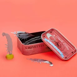 Set of 6 Prawn Snacking Forks in a Tin
