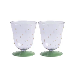 Set of 2 Purple Dotted Water Glasses, 200ml