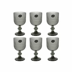Set of 6 Ribbed Green Wine Glasses, 255ml