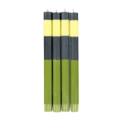 Set of 4 Striped Colourblock Dinner Candles
