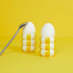 Set of 2 Yellow Striped Egg Cups