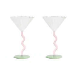 Set of 2 Zig Zag Martini Glasses
