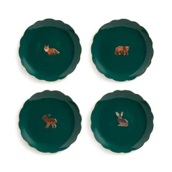 Set of Four Woodland Animal Side Plates, 17cm