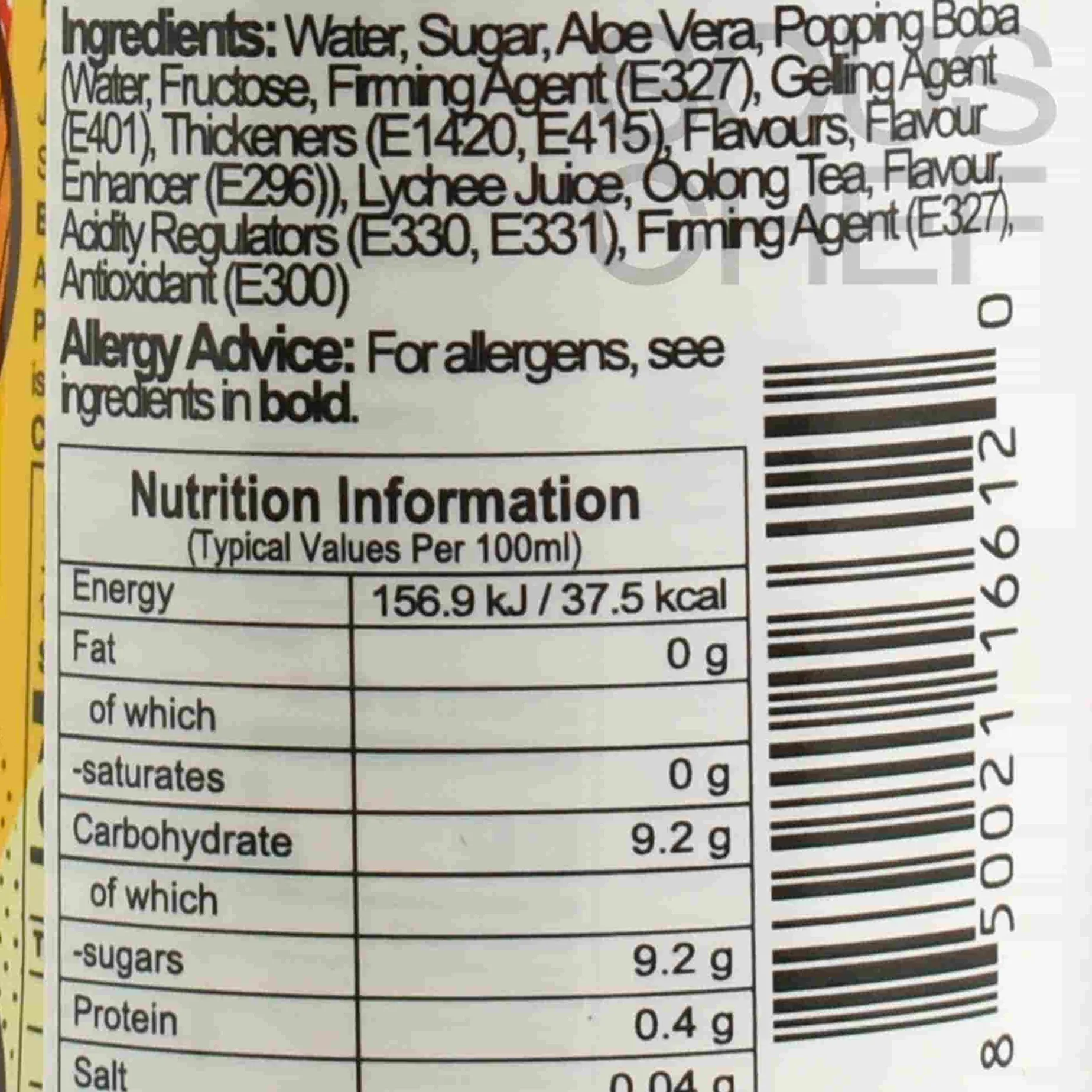 Short Dated 24x Jelly Popping Boba Lychee Oolong & Aloe Vera Drink, 240ml