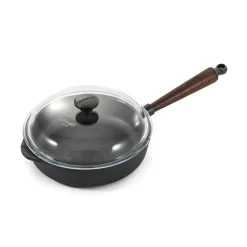 Skeppshult Traditional Cast Iron Deep Saute Pan with Lid, 25cm