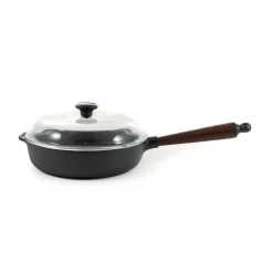 Skeppshult Traditional Cast Iron Deep Saute Pan with Lid, 25cm