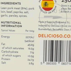 Smoked Asturian Chorizo Dulce, 250g
