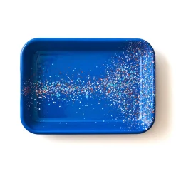 Splatter Fest Enamel Roasting and Serving Dish, Cobalt Blue