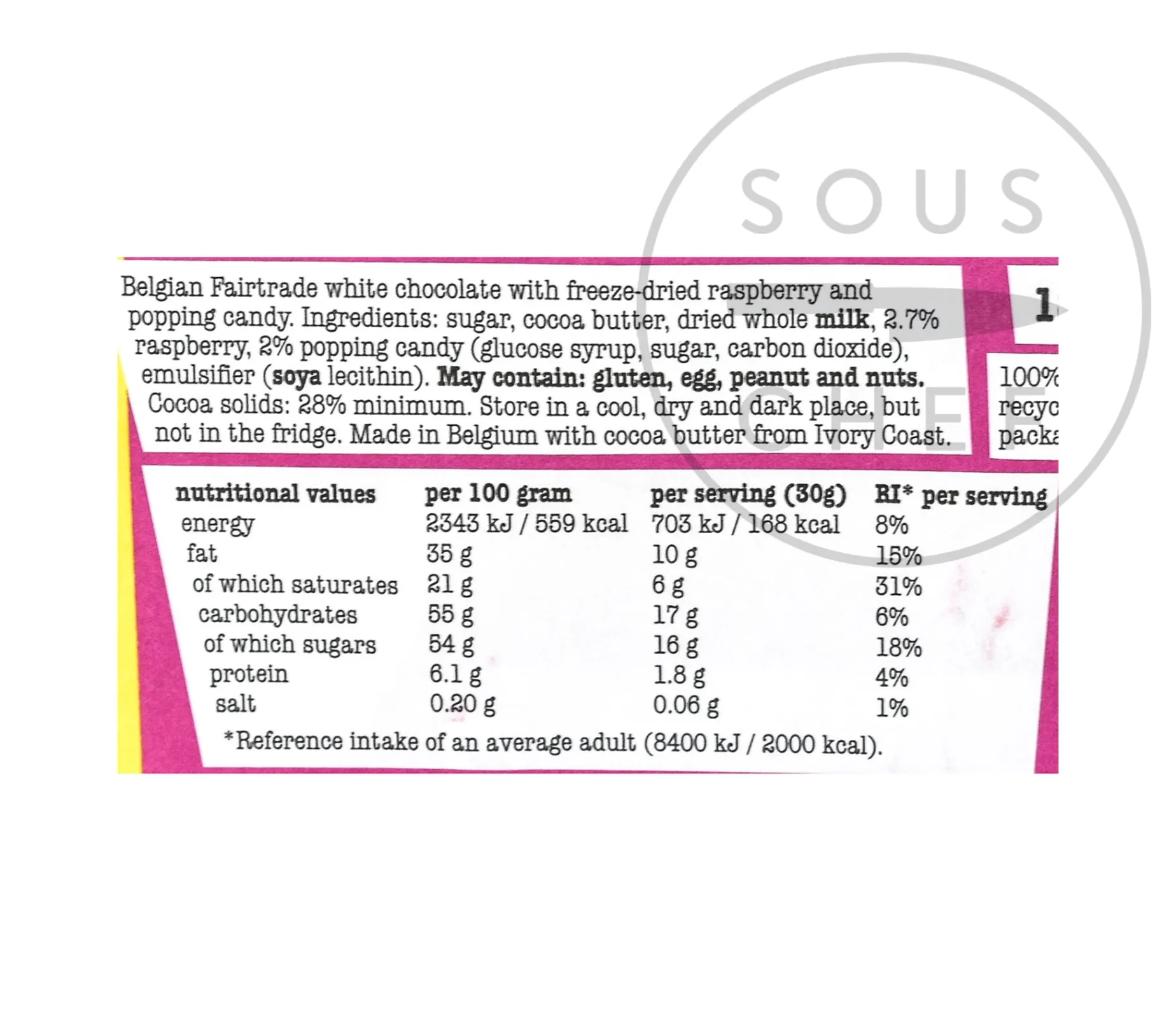 Tony's Chocolonely White Chocolate with Raspberry & Popping Candy, 180g