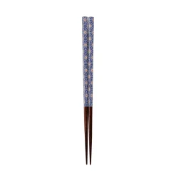 Traditional Japanese Lancewood Navy Asanoha Washi Chopsticks, 23cm