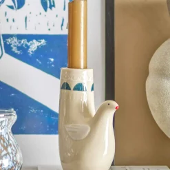 Trudy White Bird Candle Holder