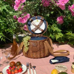 Tuileries Navy Picnic Basket, 2 Person