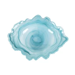 Turquoise Marble Glass Serving Bowl, 30x23cm