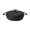Unilloy Black Japanese Lightweight Cast Iron Shallow Casserole, 24cm