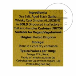 Whisky Smoked Sea Salt with Black Garlic, 80g