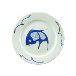 White & Blue Carp Dinner Plate, 25.5cm