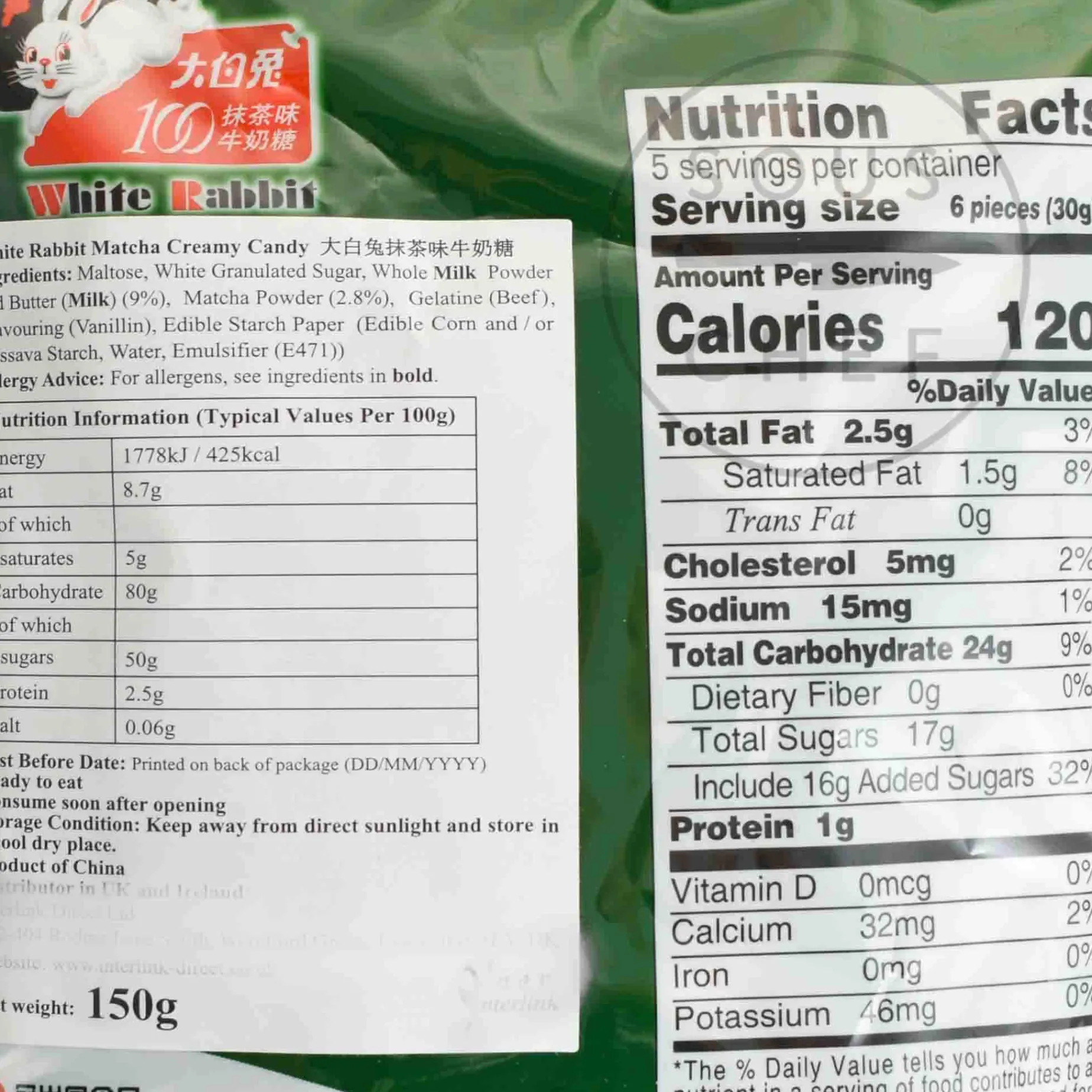 White Rabbit Matcha Creamy Candy, 150g