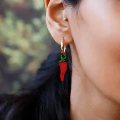 Wolf & Moon Chilli Pepper Hoop Earrings