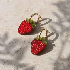 Wolf & Moon Strawberry Hoop Earrings