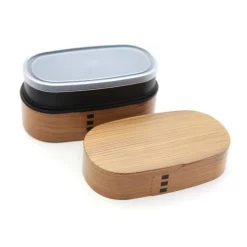 Wood Tone Double Layer Bento Box, 900ml