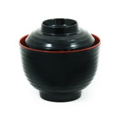 5x Melamine Red & Black Miso Soup Bowl, 10cm