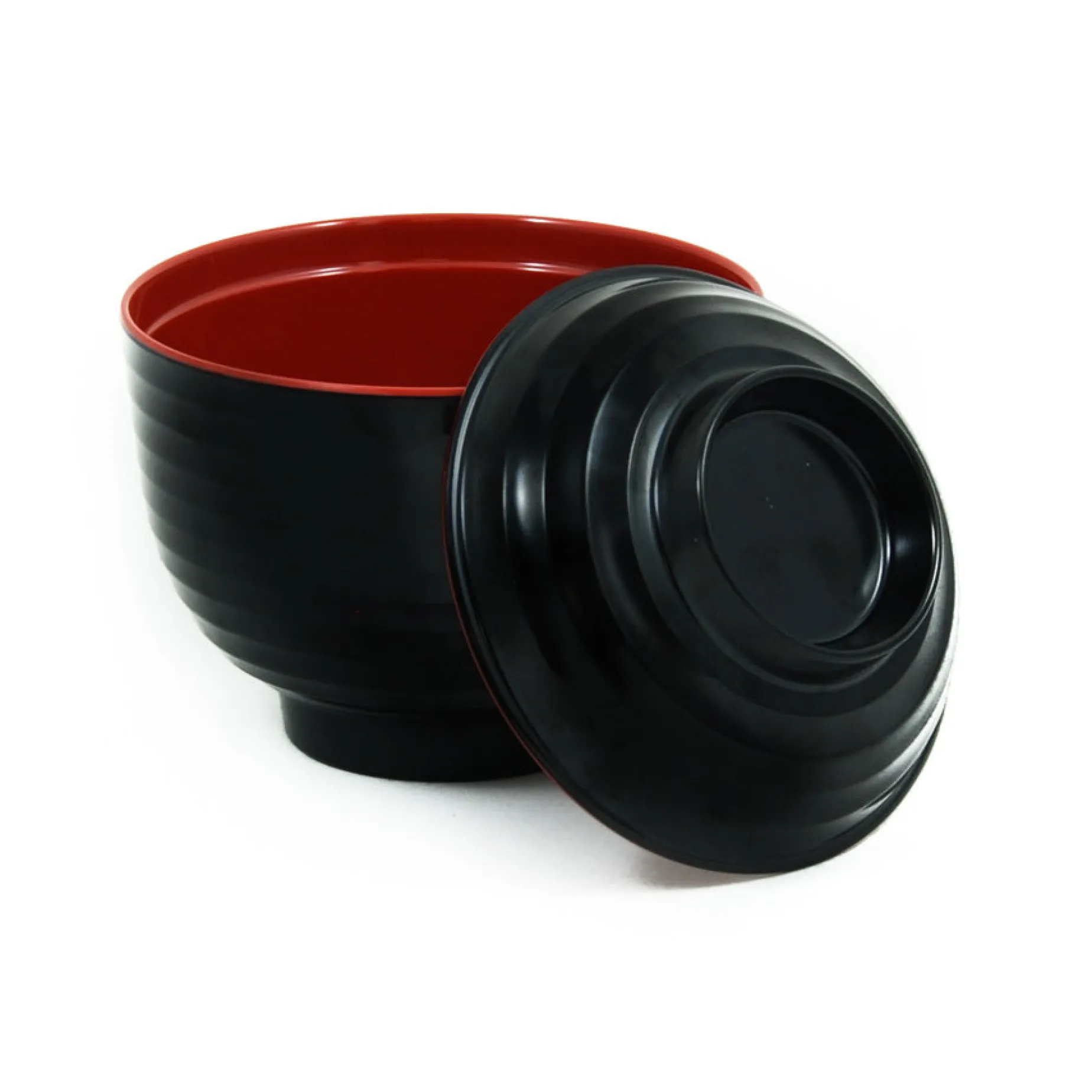 5x Melamine Red & Black Miso Soup Bowl, 10cm