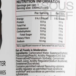 24x Peach Flavour Sparkling Water, 330ml