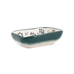 Yesil Ve Beyaz Boyali Rectangular Sauce Dish, 10.5x8cm