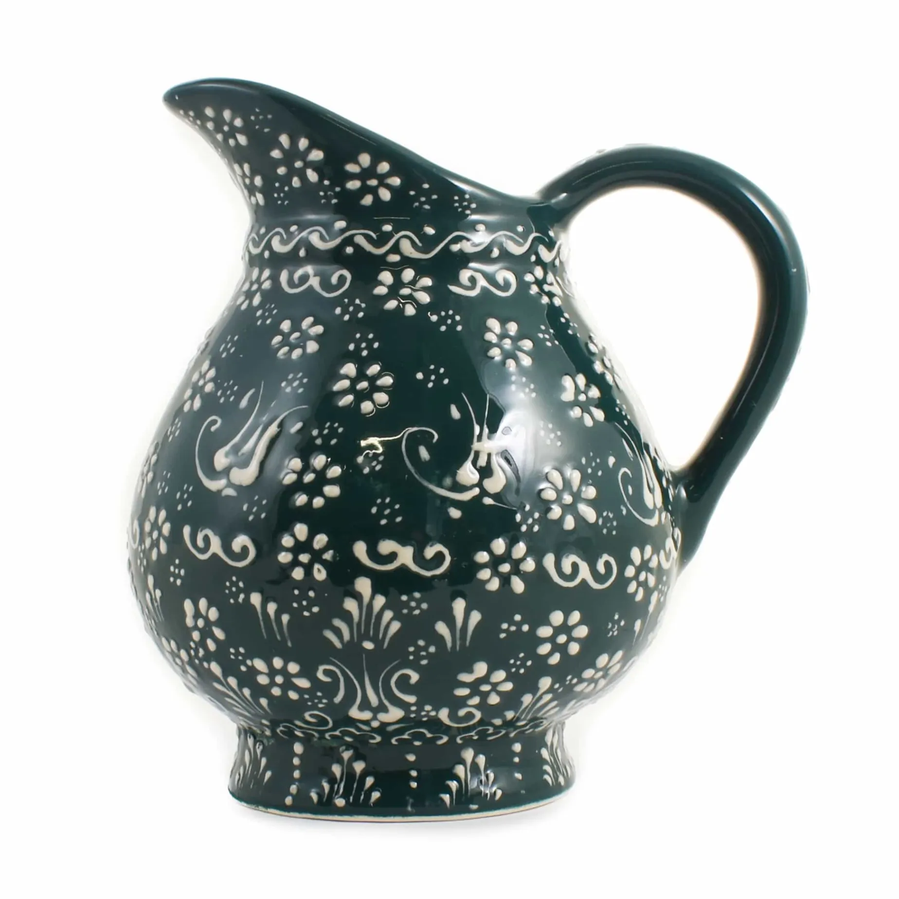 Yesil Ve Beyaz Boyali Round Jug, 2 Litre