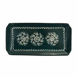 Yesil Ve Beyaz Boyali Serving Tray, 34x16.5cm