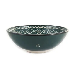 Yesil Ve Beyaz Boyali Serving Bowl, 26cm