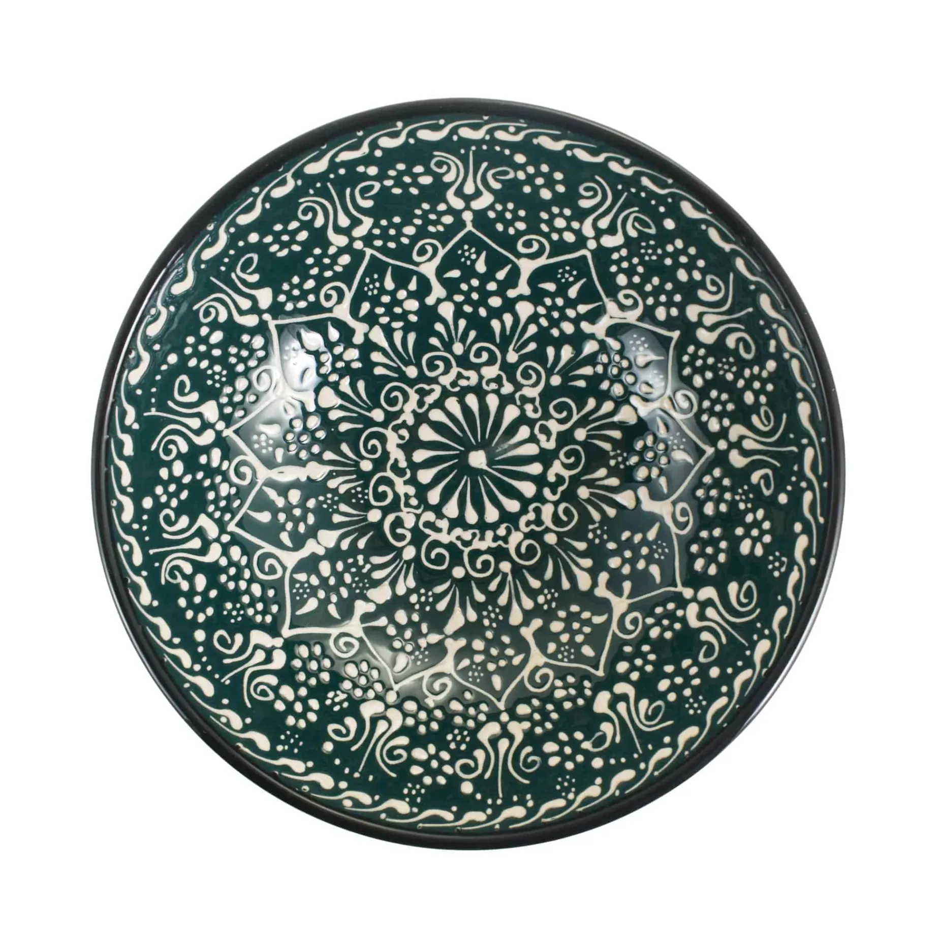 Yesil Ve Beyaz Boyali Serving Bowl, 26cm