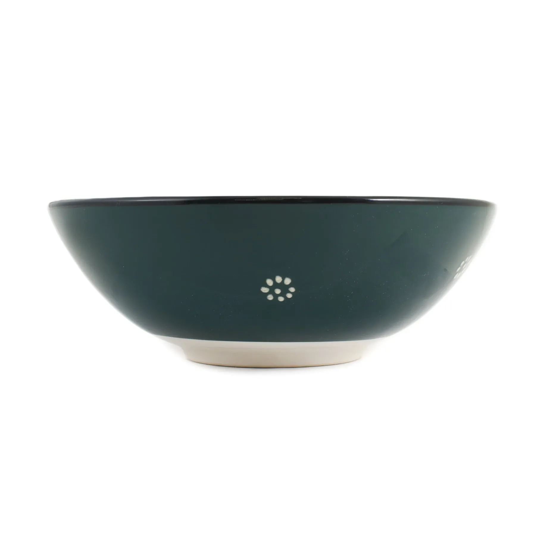 Yesil Ve Beyaz Boyali Serving Bowl, 26cm