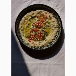 Yesil Ve Beyaz Boyali Shallow Bowl, 20.5cm