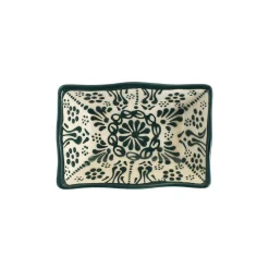 Yesil Ve Beyaz Boyali Wavy Edge Sauce Dish, 11.5cm